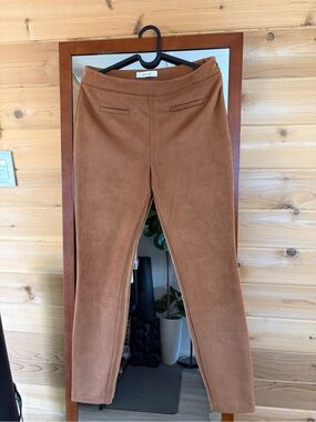 Milly Faux-Suede Skinny Pants in Chestnut